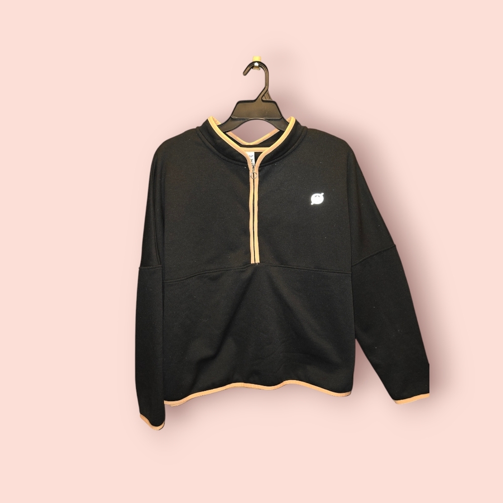Born Outdoors Half-Zip Pullover Sweatshirt Black And Tan Women's XL